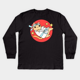 Karate Cat Kids Long Sleeve T-Shirt